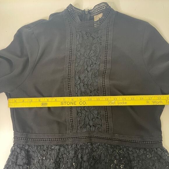 Pink‎ Owl Apparel Black Lace Peplum Blouse, Size Large - Picture 8 of 12